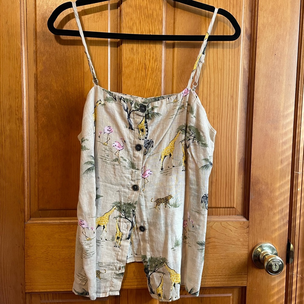 Old Navy Beige Animal Print Tank Top